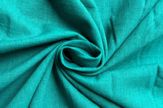 Peacock Green Slub Cotton Material for Dressmaking, Craft & Decor Fabric HF6428