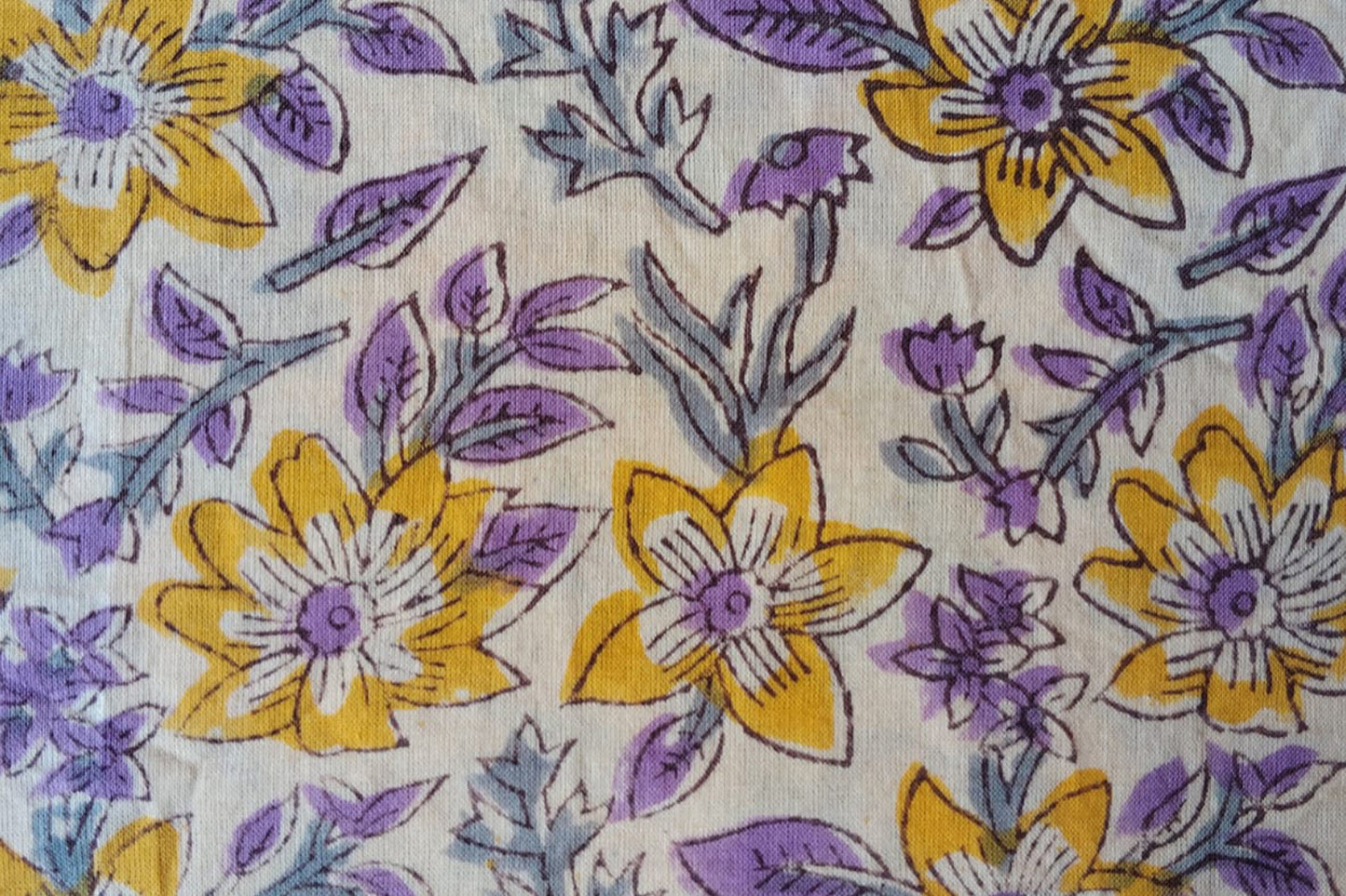 FLORAL HAND BLOCK PRINTED COTTON FABRIC-HF6433