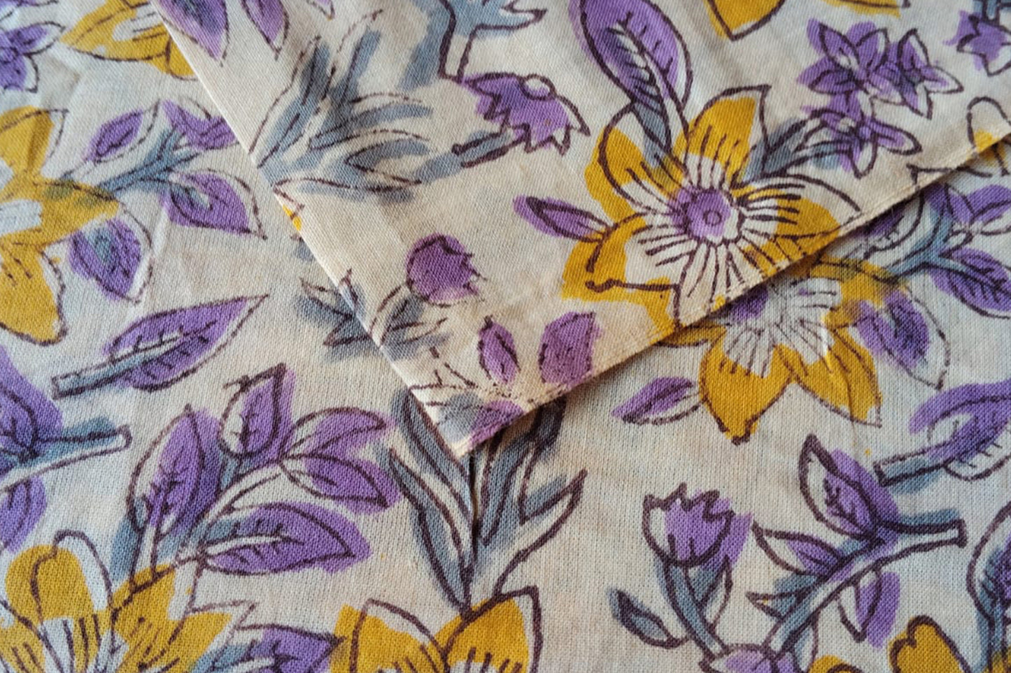 FLORAL HAND BLOCK PRINTED COTTON FABRIC-HF6433