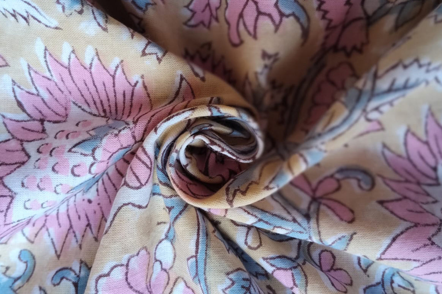 FLORAL HAND BLOCK PRINTED COTTON FABRIC-HF6434