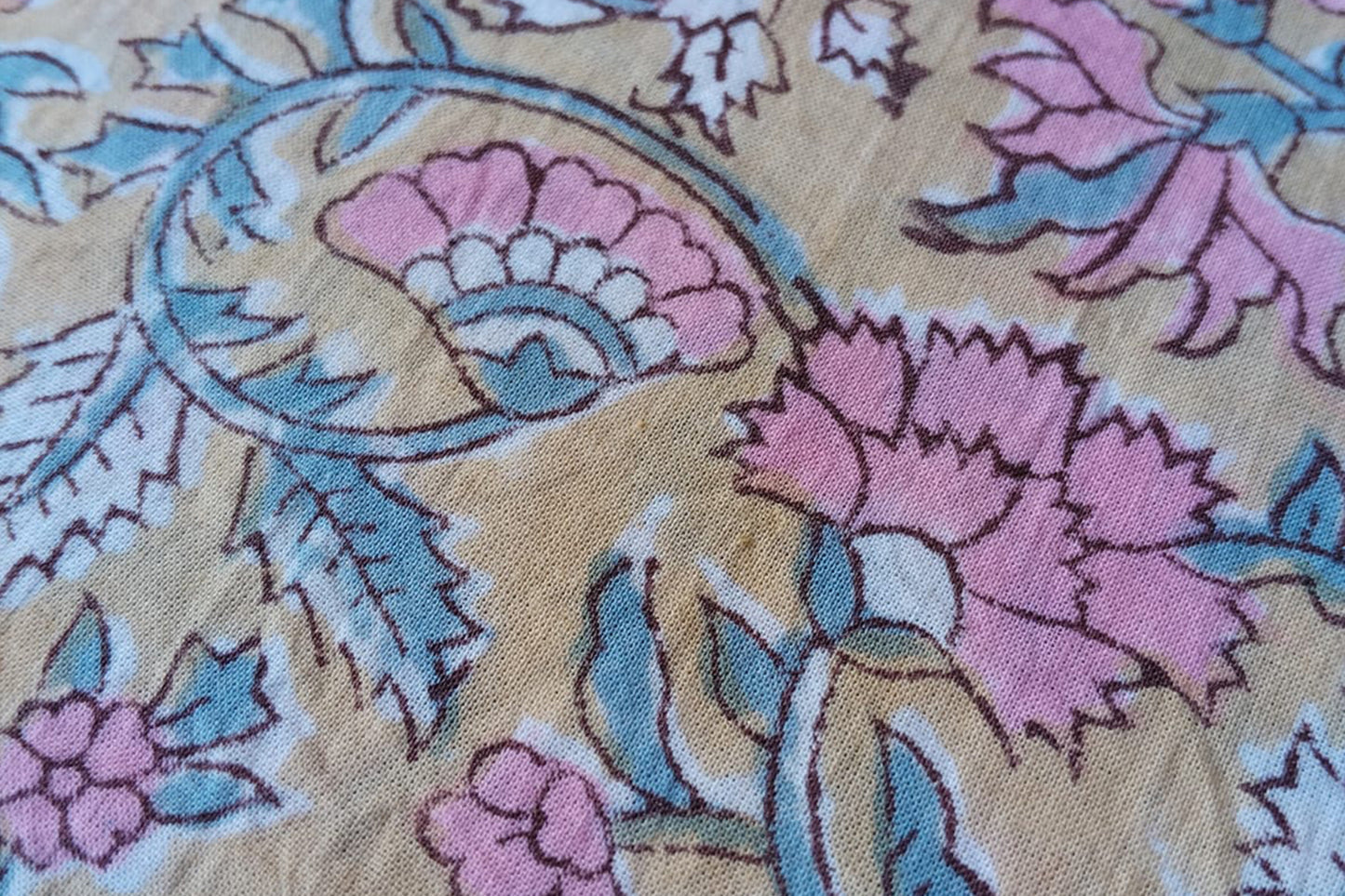 FLORAL HAND BLOCK PRINTED COTTON FABRIC-HF6434