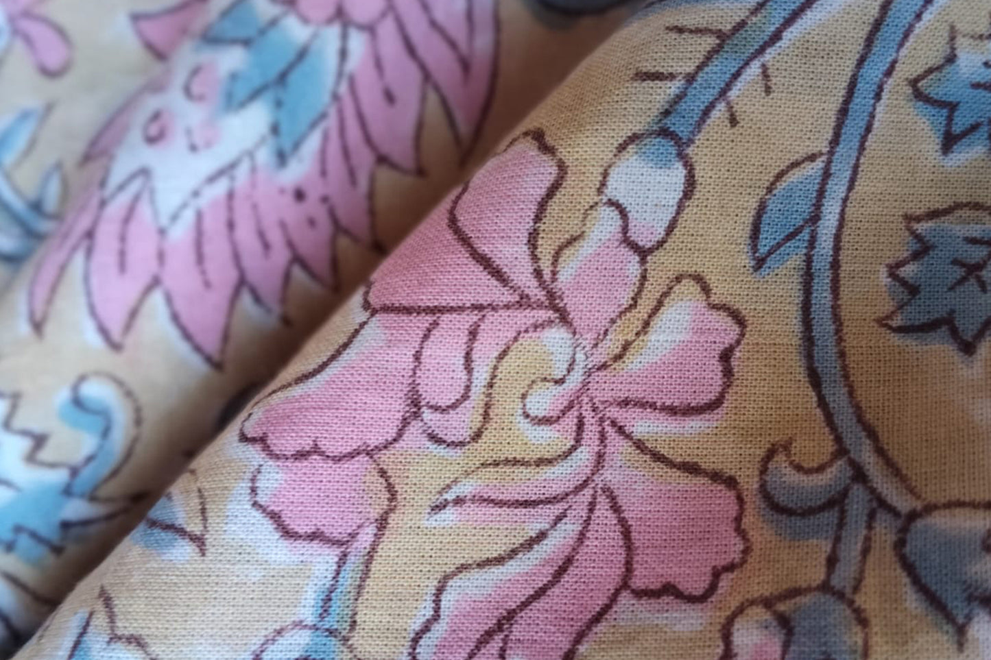 FLORAL HAND BLOCK PRINTED COTTON FABRIC-HF6434