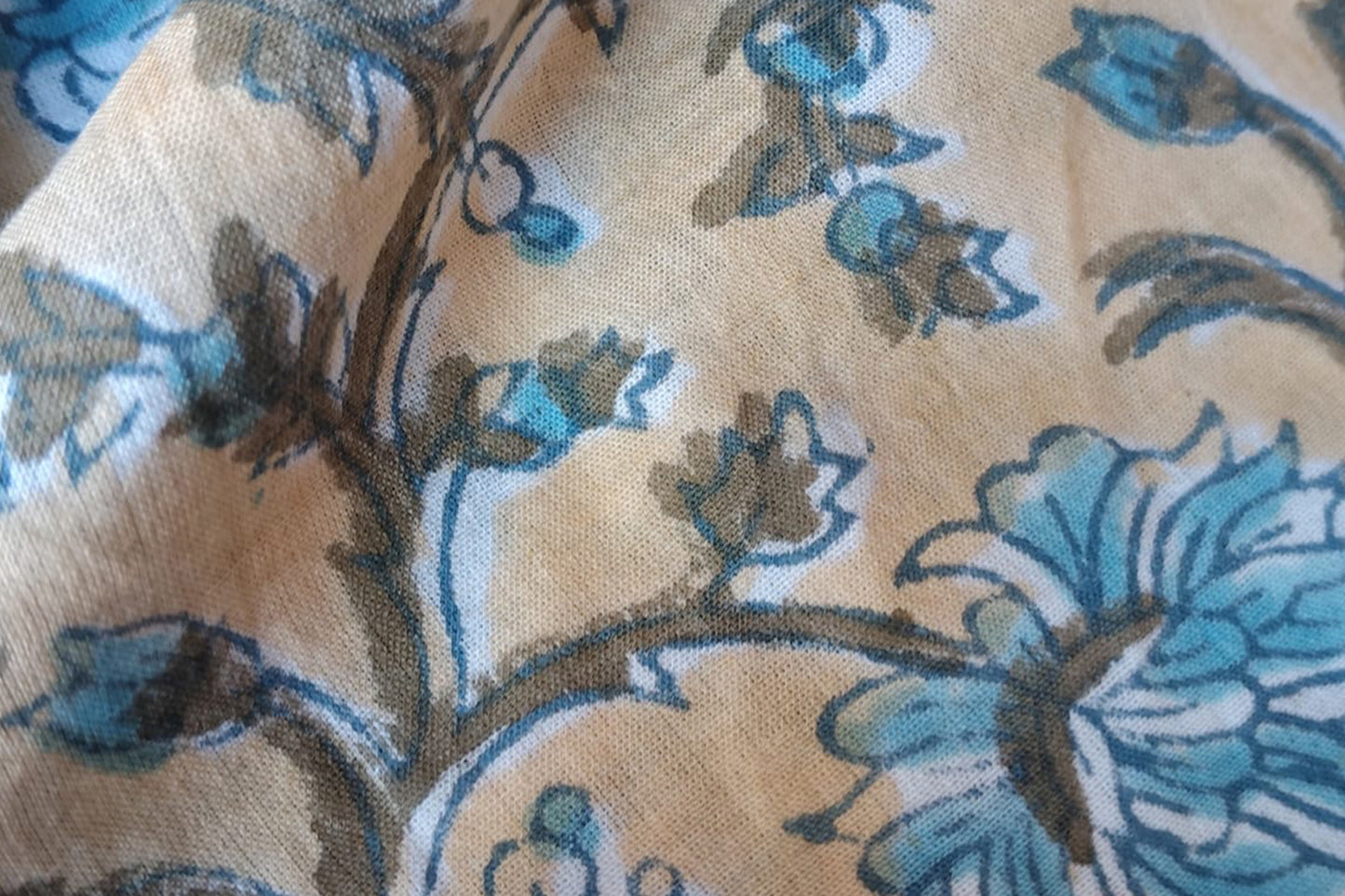 FLORAL HAND BLOCK PRINTED COTTON FABRIC-HF6435