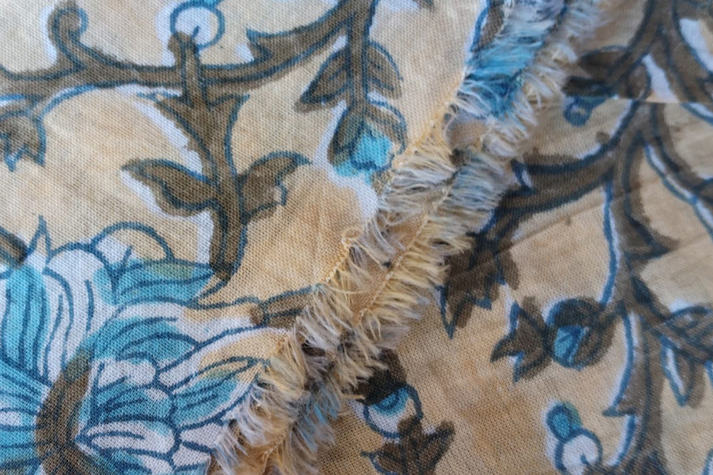 FLORAL HAND BLOCK PRINTED COTTON FABRIC-HF6435