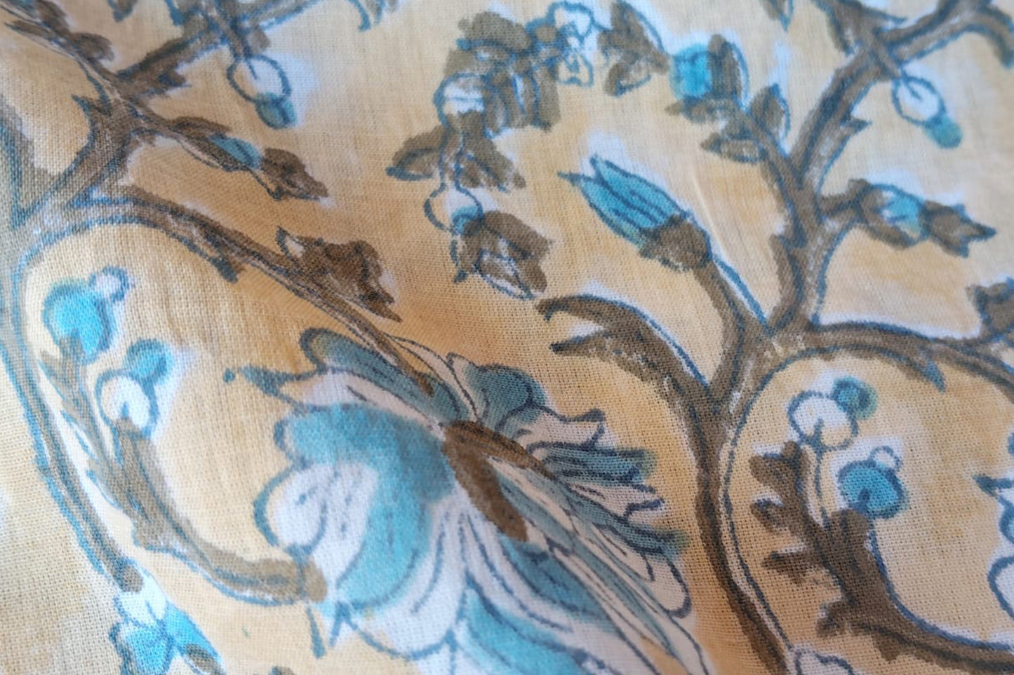 FLORAL HAND BLOCK PRINTED COTTON FABRIC-HF6435