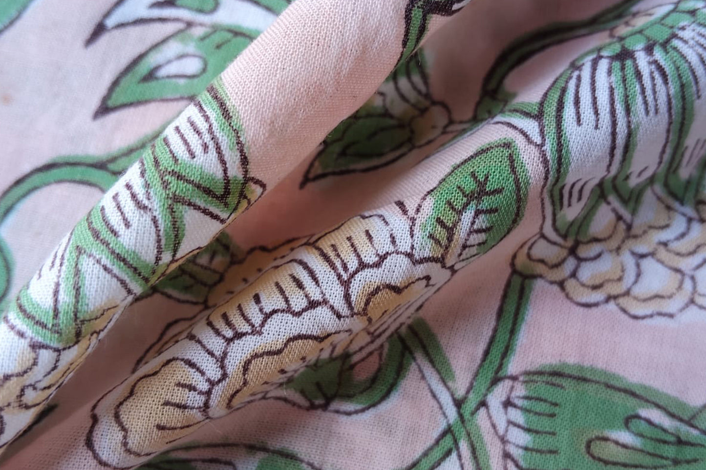 FLORAL HAND BLOCK PRINTED COTTON FABRIC-HF6437