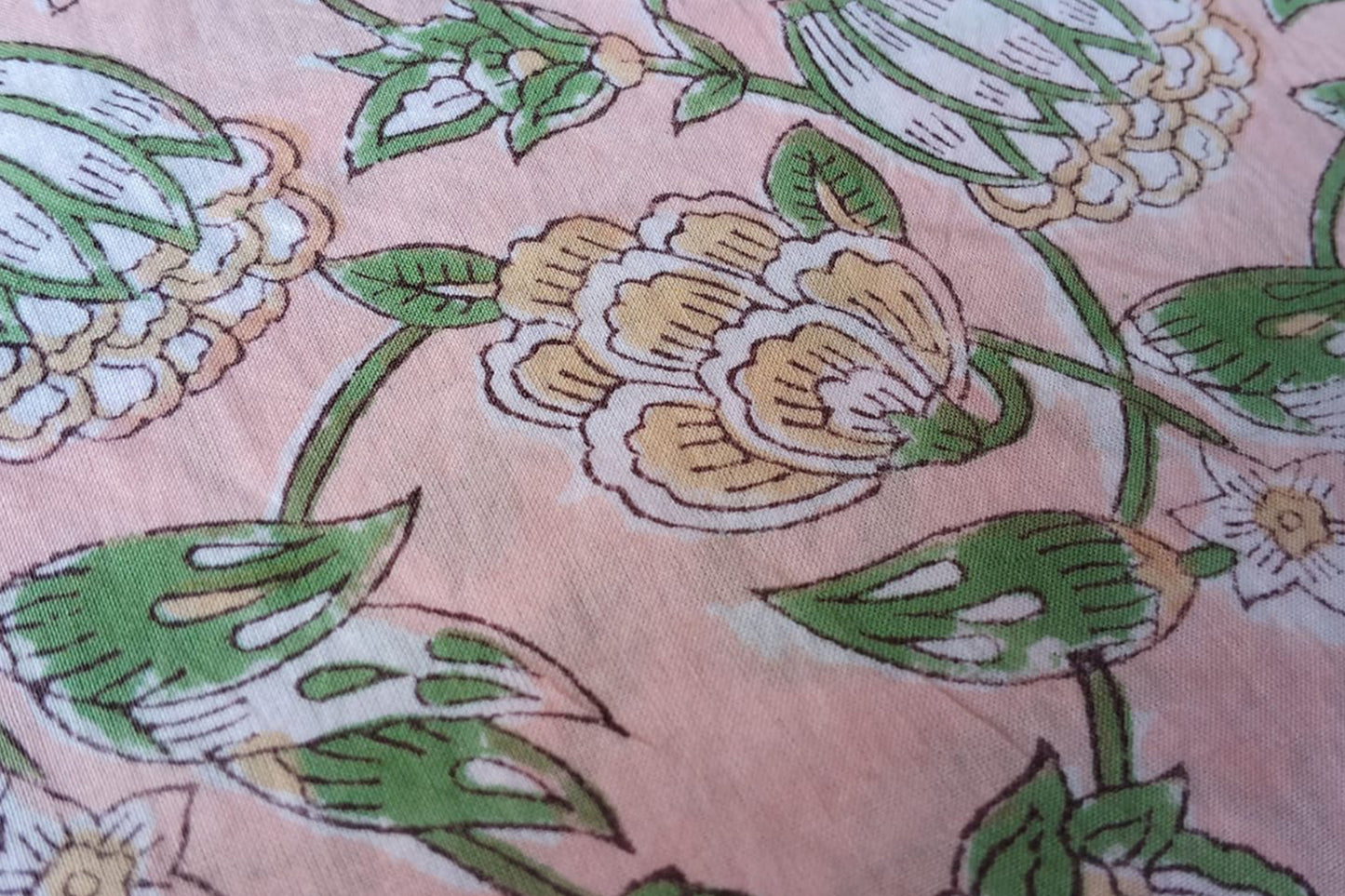 FLORAL HAND BLOCK PRINTED COTTON FABRIC-HF6437