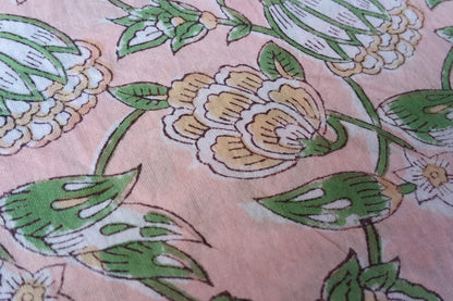 FLORAL HAND BLOCK PRINTED COTTON FABRIC-HF6437