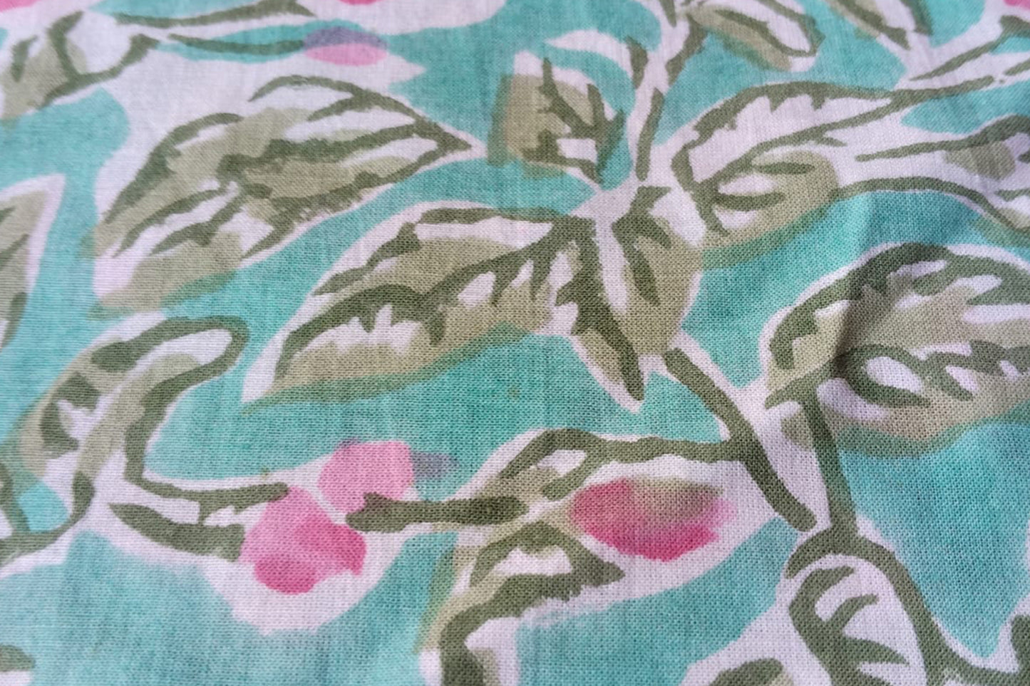 FLORAL HAND BLOCK PRINTED COTTON FABRIC-HF6438