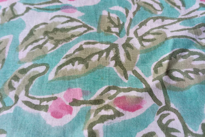 FLORAL HAND BLOCK PRINTED COTTON FABRIC-HF6438