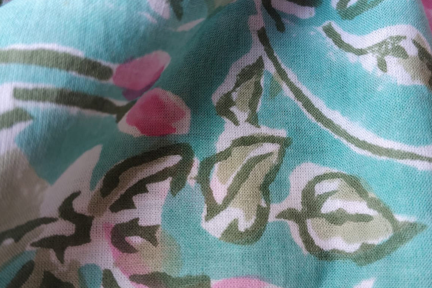 FLORAL HAND BLOCK PRINTED COTTON FABRIC-HF6438