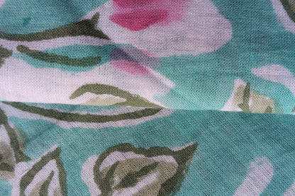 FLORAL HAND BLOCK PRINTED COTTON FABRIC-HF6438