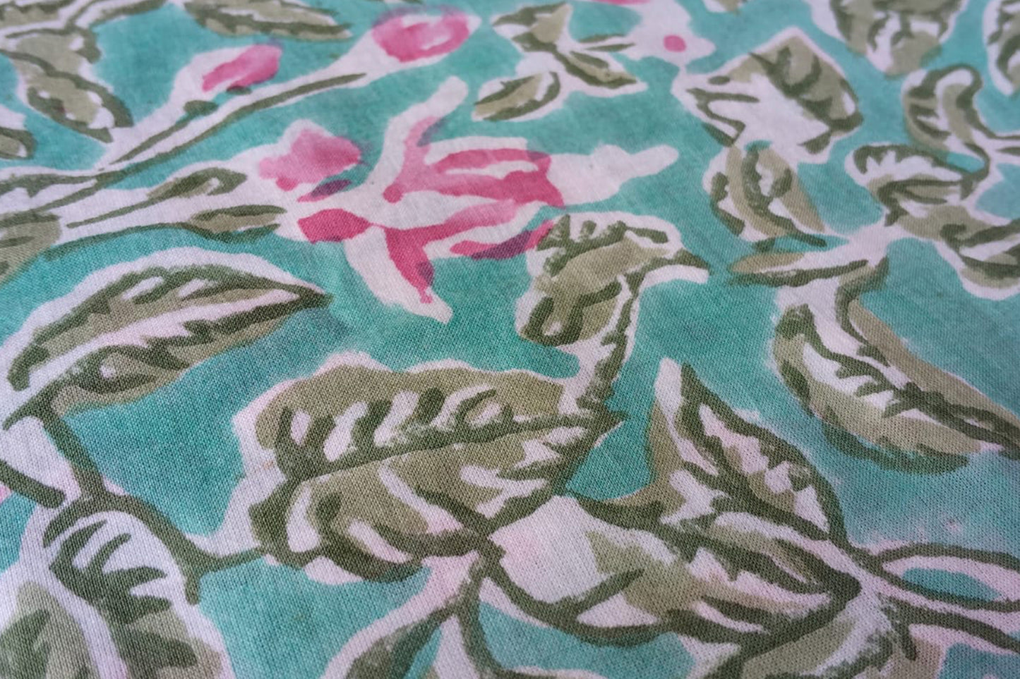 FLORAL HAND BLOCK PRINTED COTTON FABRIC-HF6438