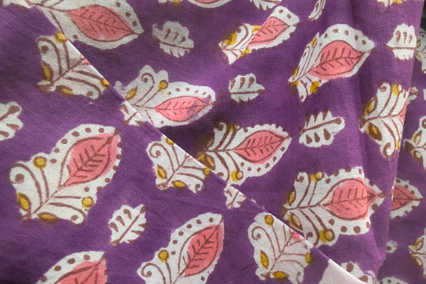 FLORAL HAND BLOCK PRINTED COTTON FABRIC-HF6439