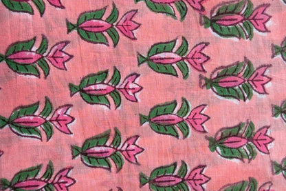 FLORAL HAND BLOCK PRINTED COTTON FABRIC-HF6440