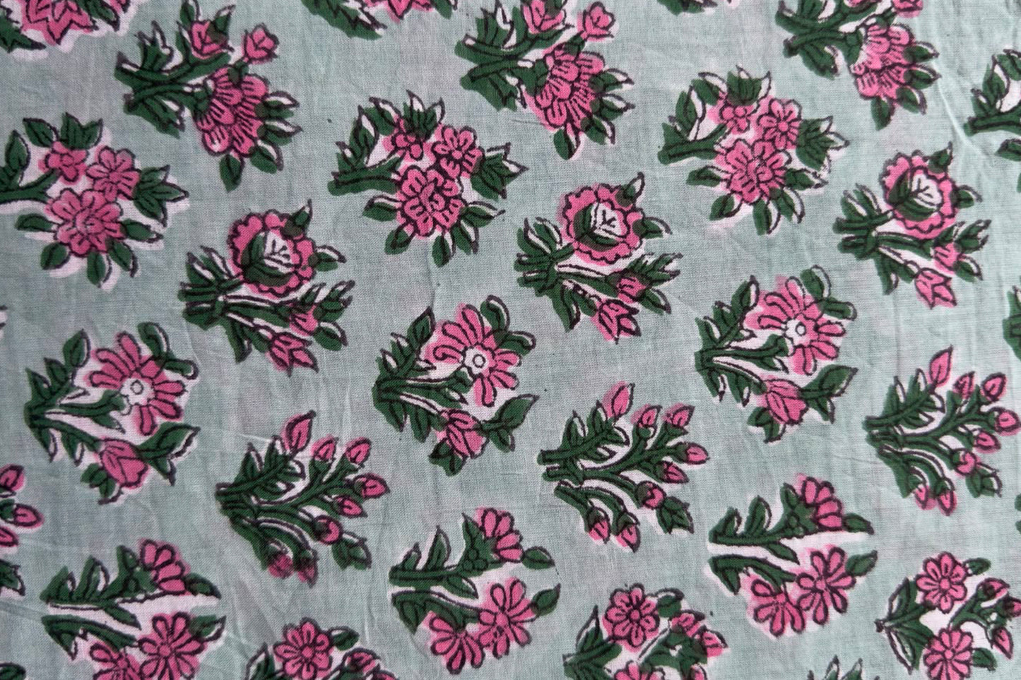 FLORAL HAND BLOCK PRINTED COTTON FABRIC-HF6442