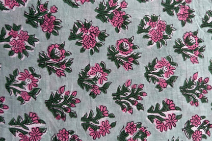FLORAL HAND BLOCK PRINTED COTTON FABRIC-HF6442