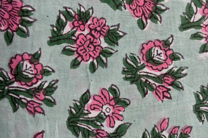 FLORAL HAND BLOCK PRINTED COTTON FABRIC-HF6442