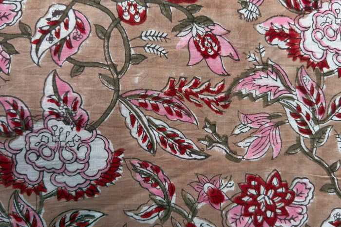 FLORAL HAND BLOCK PRINTED COTTON FABRIC-HF6443