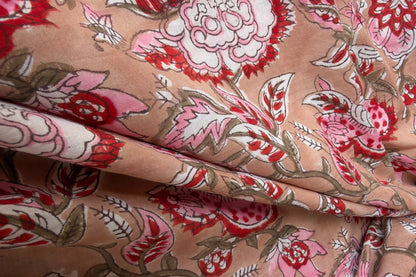FLORAL HAND BLOCK PRINTED COTTON FABRIC-HF6443