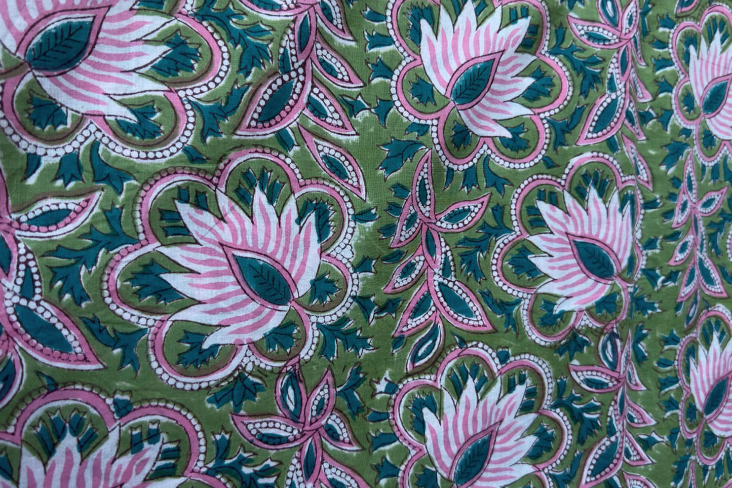 FLORAL HAND BLOCK PRINTED COTTON FABRIC-HF6444