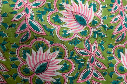FLORAL HAND BLOCK PRINTED COTTON FABRIC-HF6444