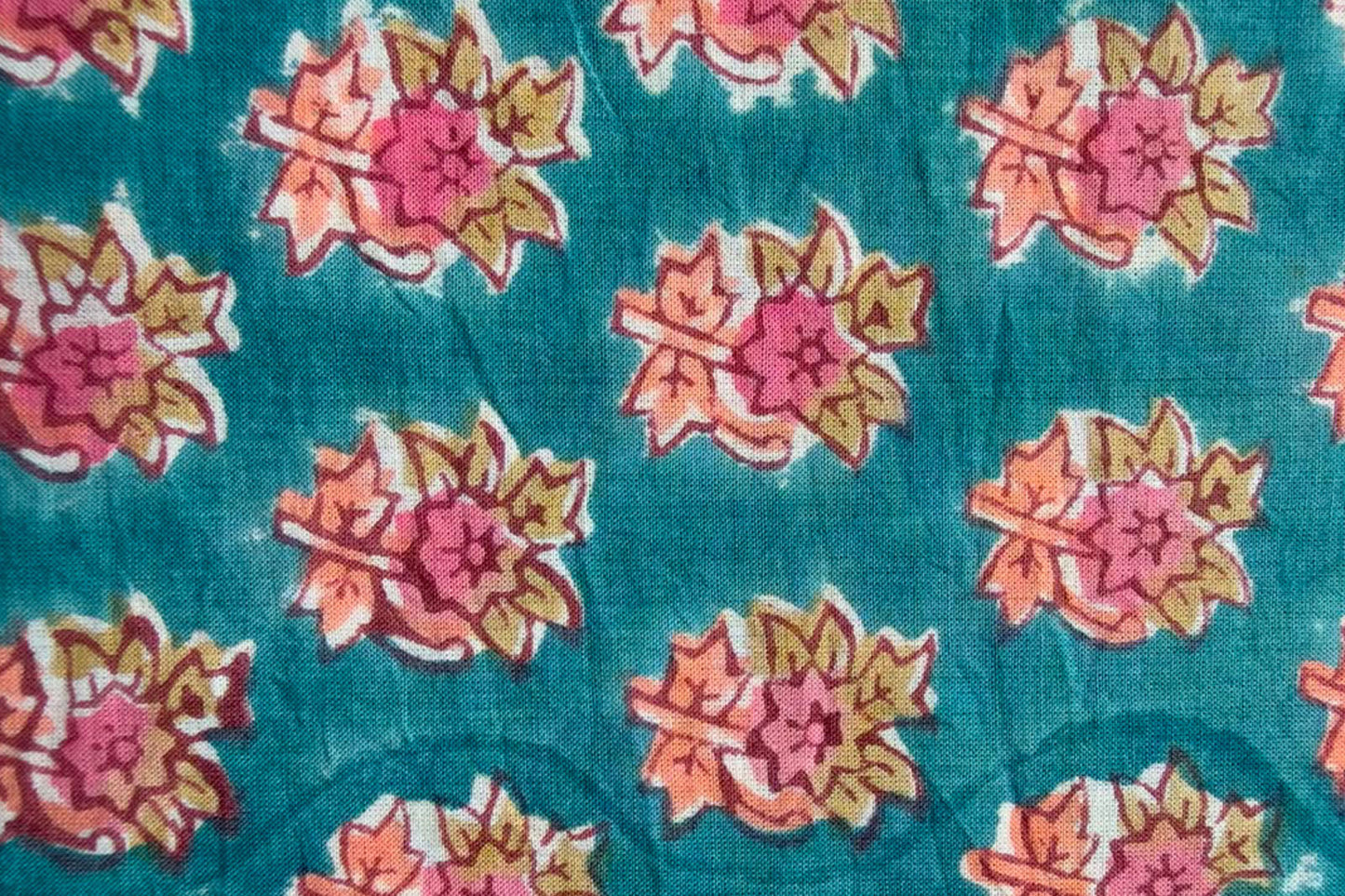 FLORAL HAND BLOCK PRINTED COTTON FABRIC-HF6445