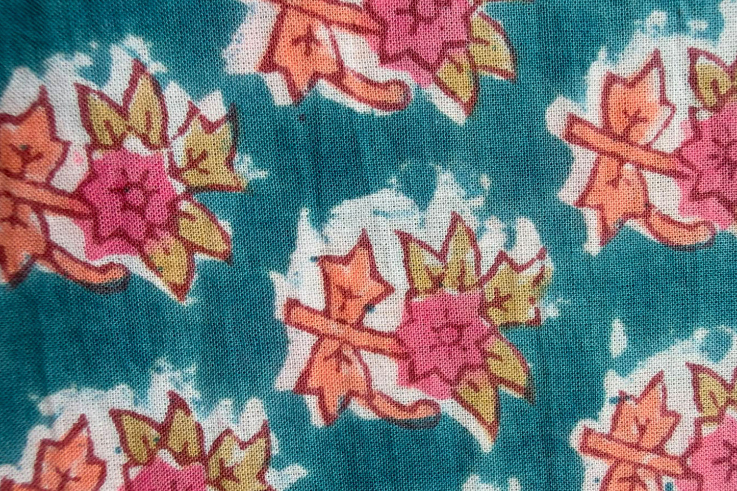 FLORAL HAND BLOCK PRINTED COTTON FABRIC-HF6445