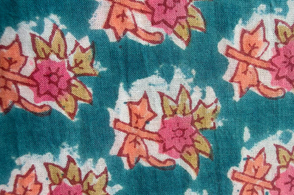 FLORAL HAND BLOCK PRINTED COTTON FABRIC-HF6445