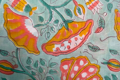 FLORAL HAND BLOCK PRINTED COTTON FABRIC-HF6446