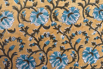 FLORAL HAND BLOCK PRINTED COTTON FABRIC-HF6447