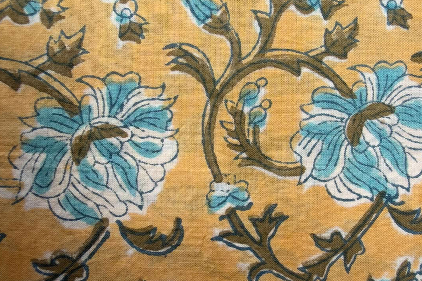 FLORAL HAND BLOCK PRINTED COTTON FABRIC-HF6447
