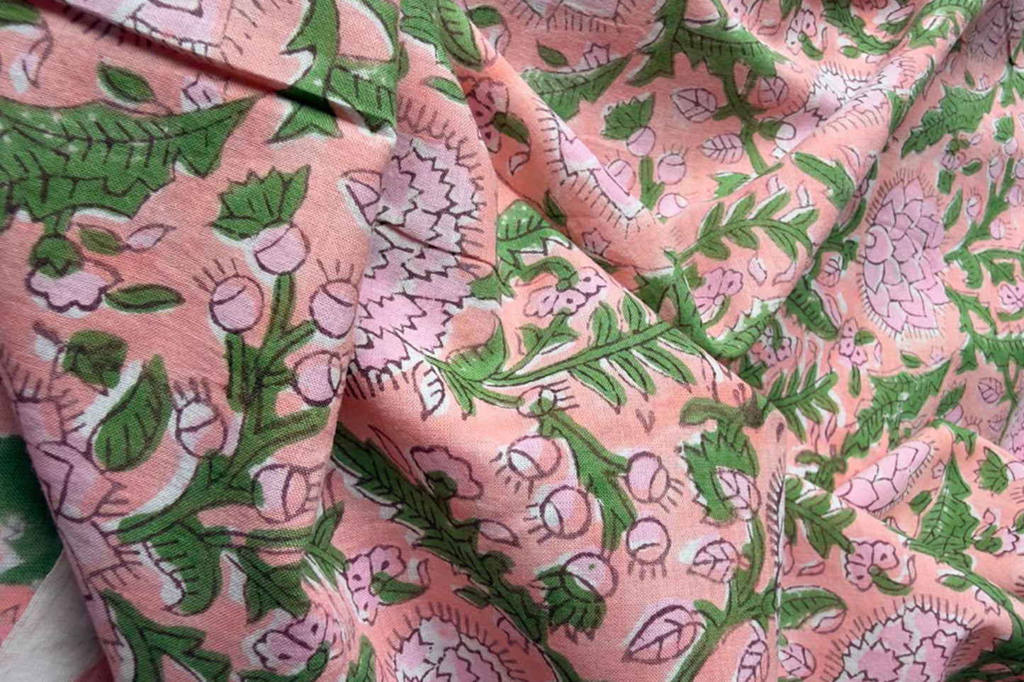 FLORAL HAND BLOCK PRINTED COTTON FABRIC-HF6448