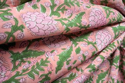 FLORAL HAND BLOCK PRINTED COTTON FABRIC-HF6448