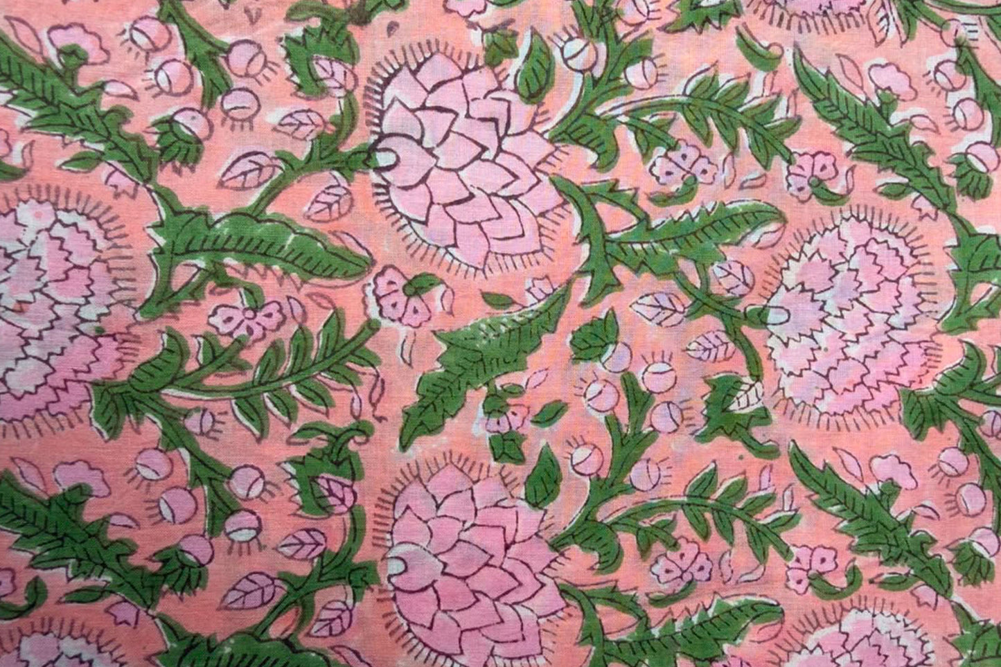 FLORAL HAND BLOCK PRINTED COTTON FABRIC-HF6448