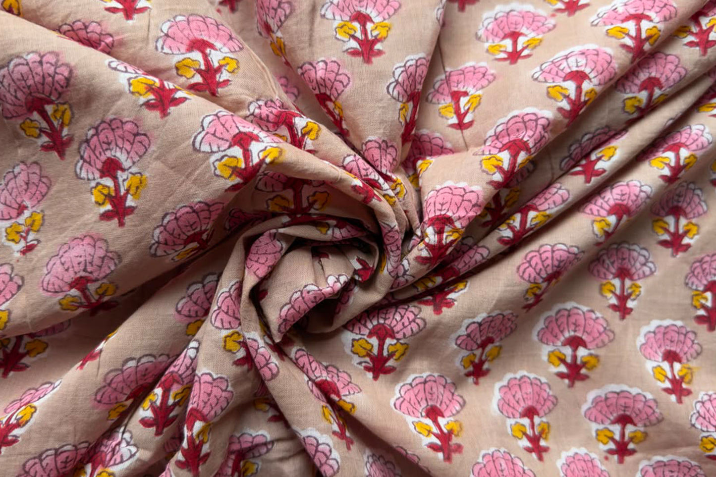 FLORAL HAND BLOCK PRINTED COTTON FABRIC-HF6449