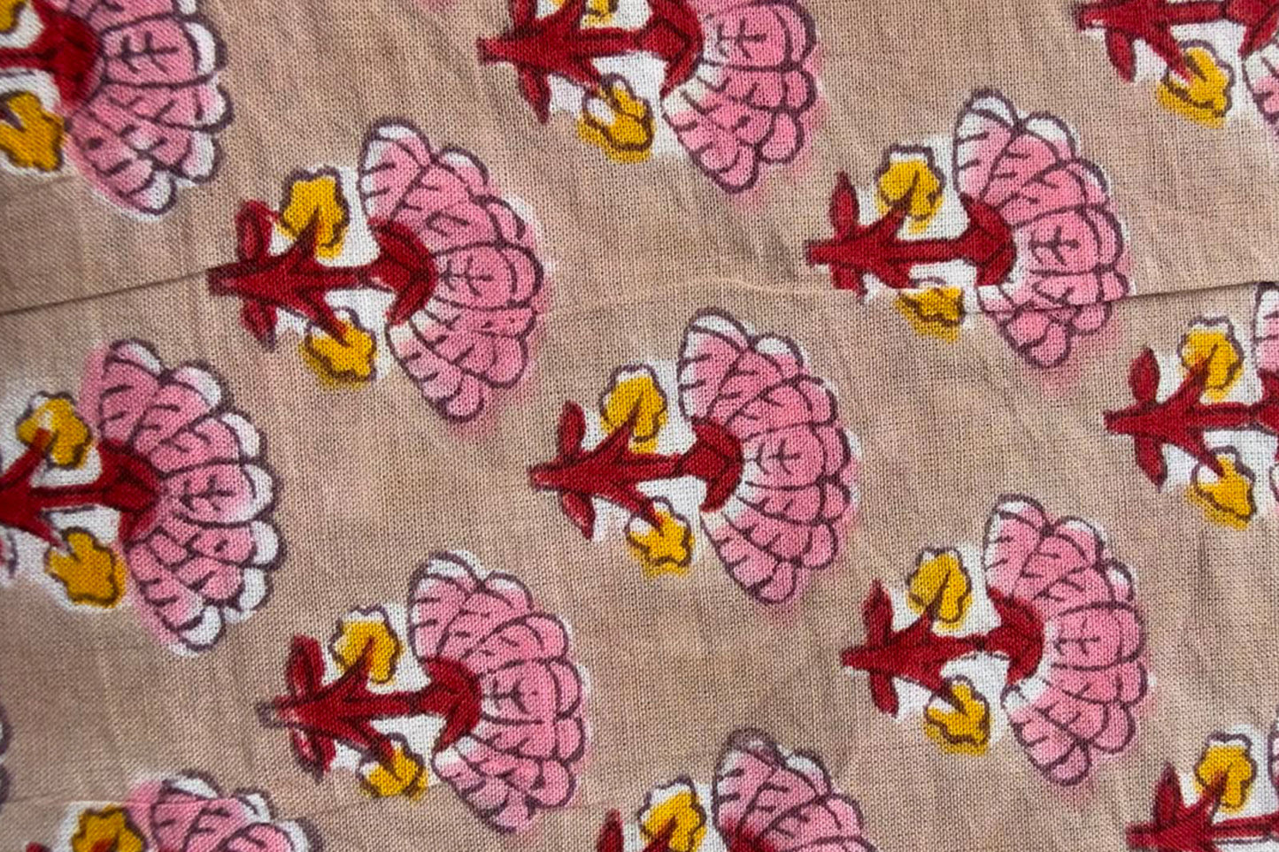 FLORAL HAND BLOCK PRINTED COTTON FABRIC-HF6449