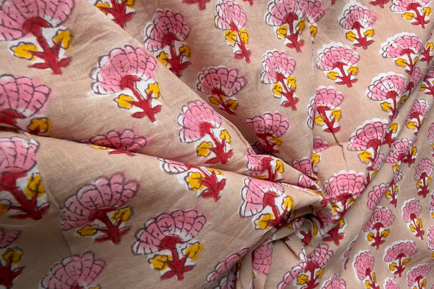 FLORAL HAND BLOCK PRINTED COTTON FABRIC-HF6449
