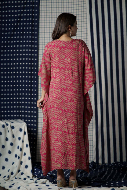 Pink Green Modal Kaftan-NVK504