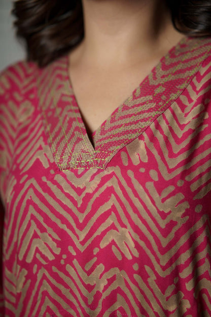 Pink Green Modal Kaftan-NVK504