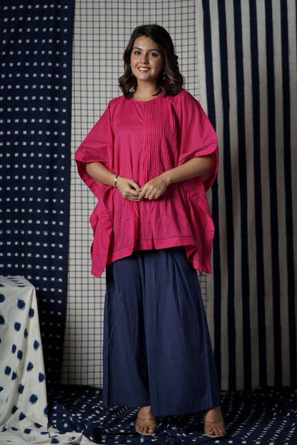 Pink Blue Mulmul Co-Ord Set-NVCD29