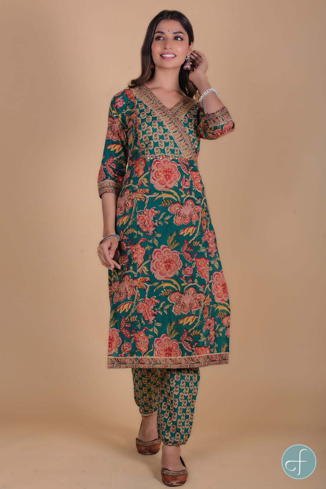 Juniper Green Block Printed Kurta -KS79