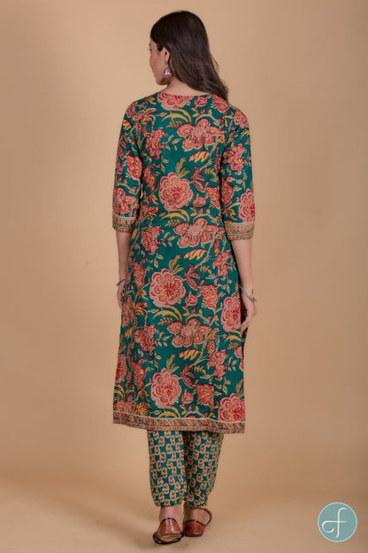Juniper Green Block Printed Kurta -KS79