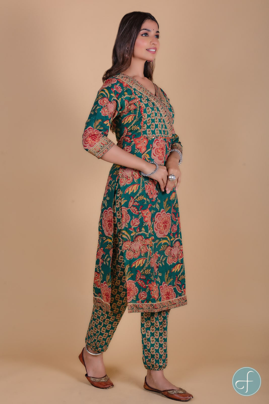 Juniper Green Block Printed Kurta -KS79