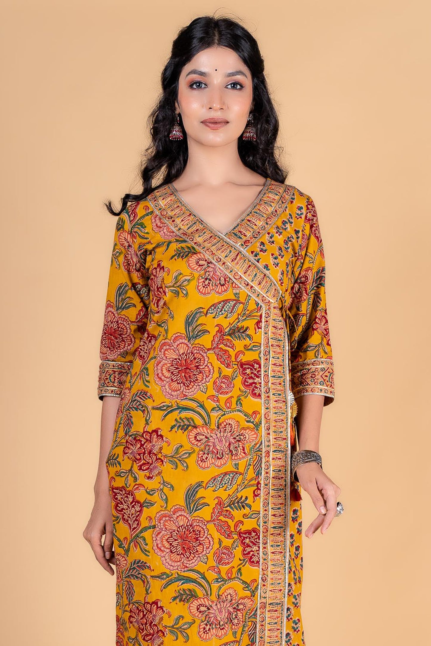 Golden Nugget Block Printed Angrakha Kurta - KS143