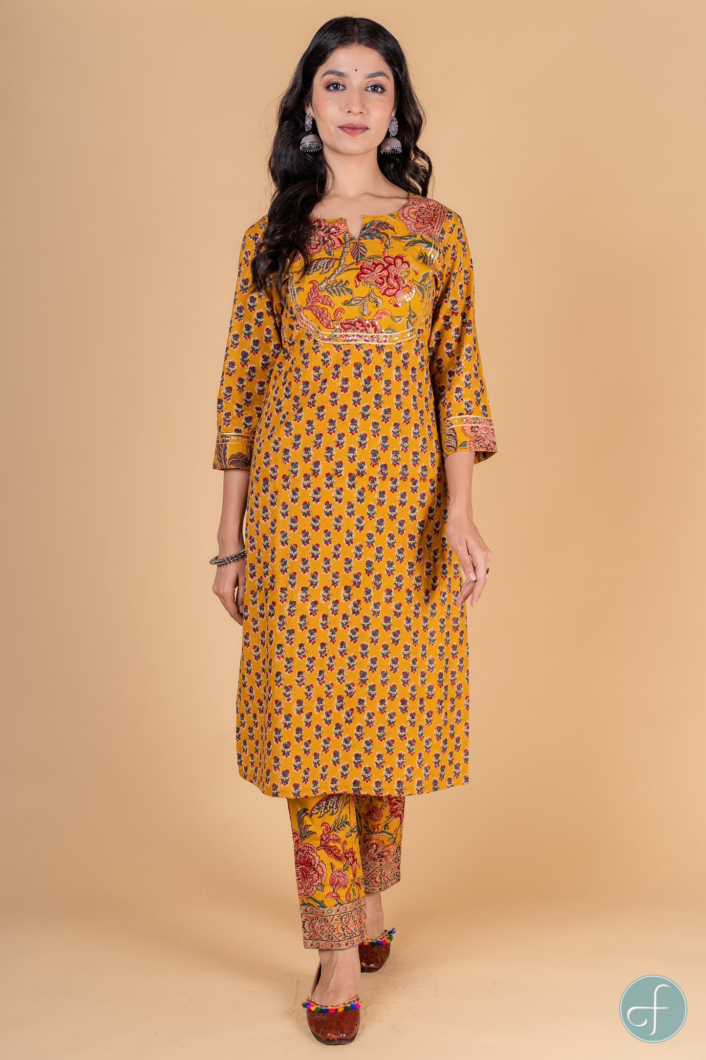 Old Gold Block Printed Kurta -KS165