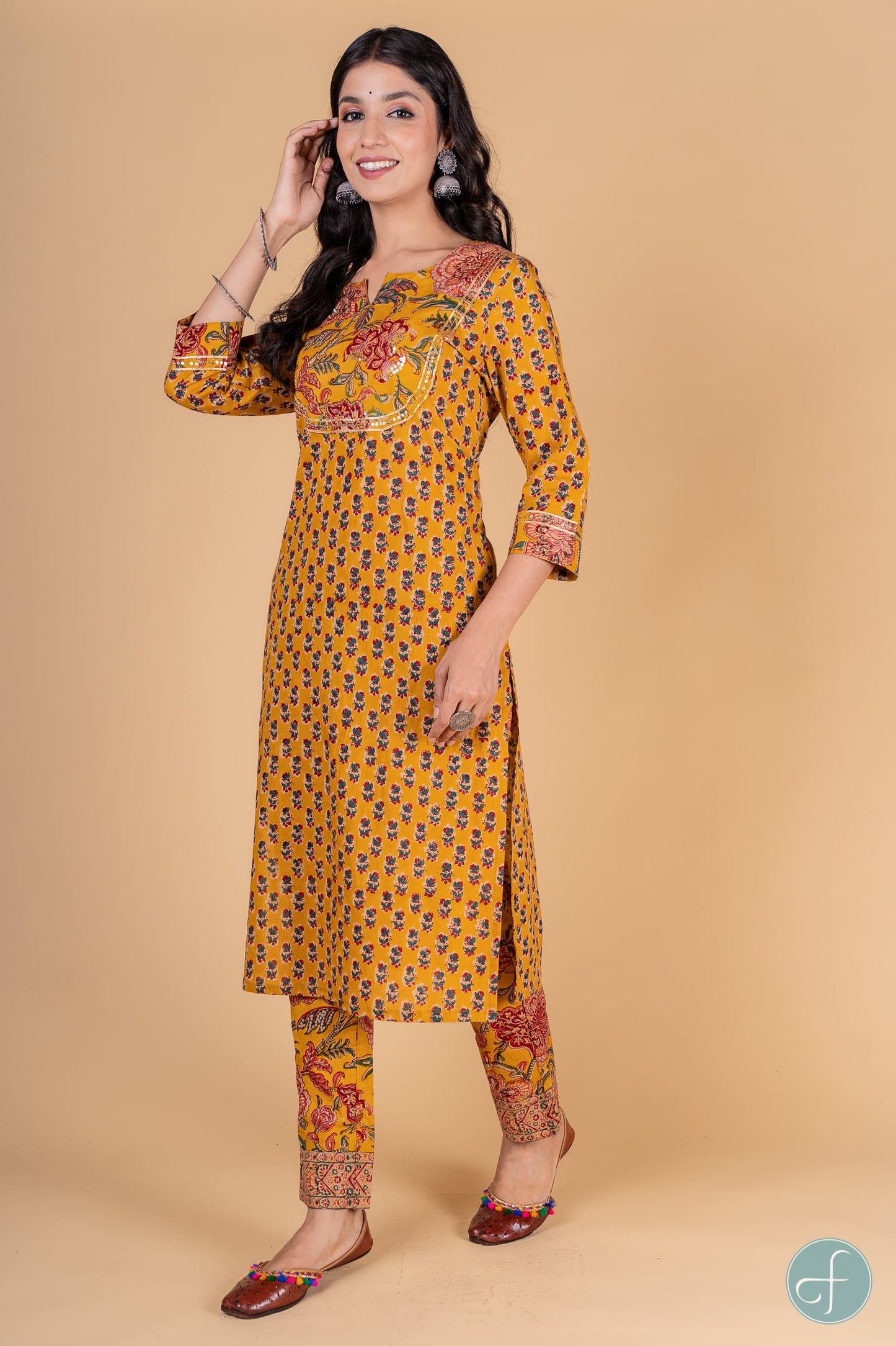 Old Gold Block Printed Kurta -KS165