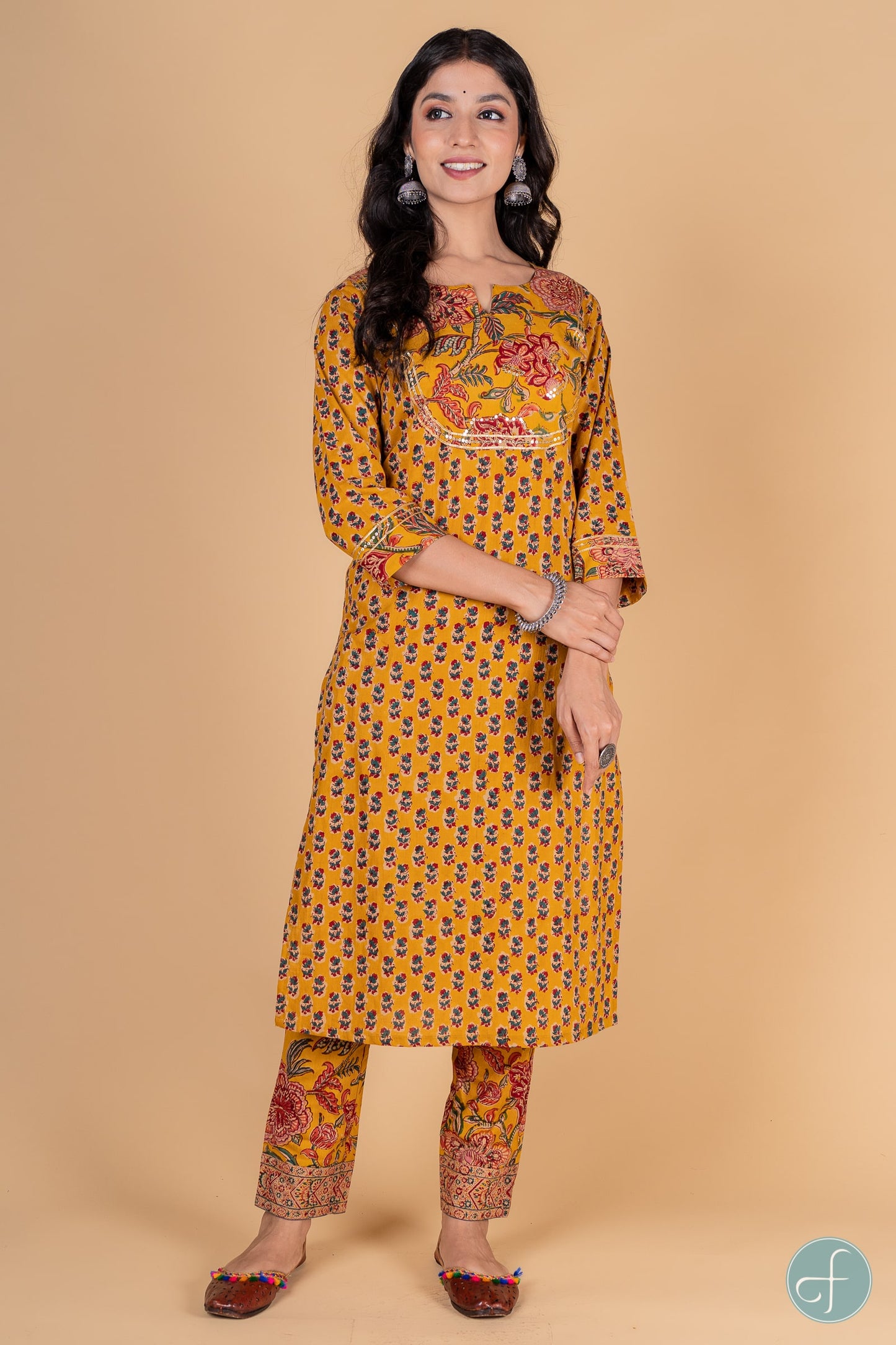 Old Gold Block Printed Kurta -KS165