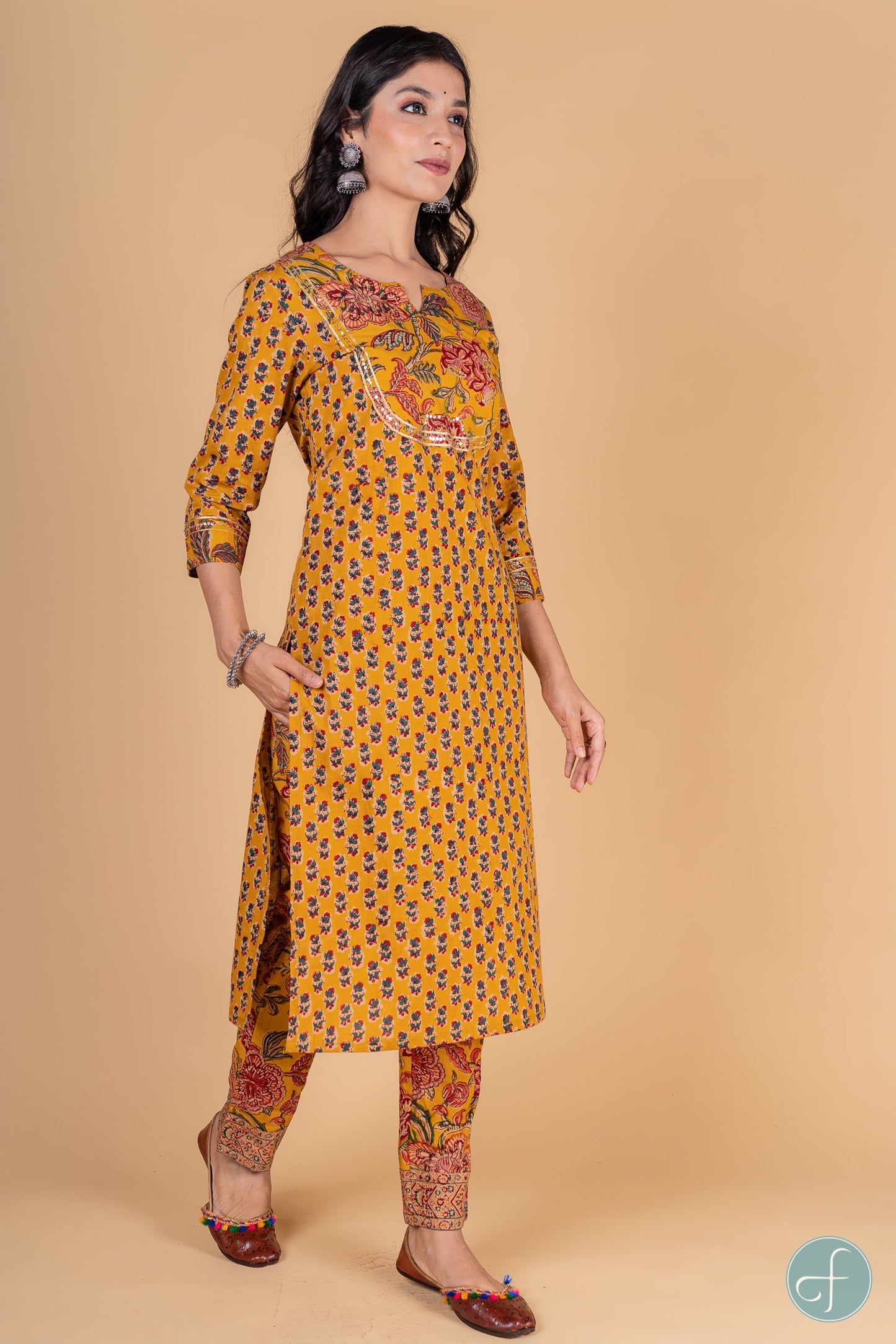 Old Gold Block Printed Kurta -KS165