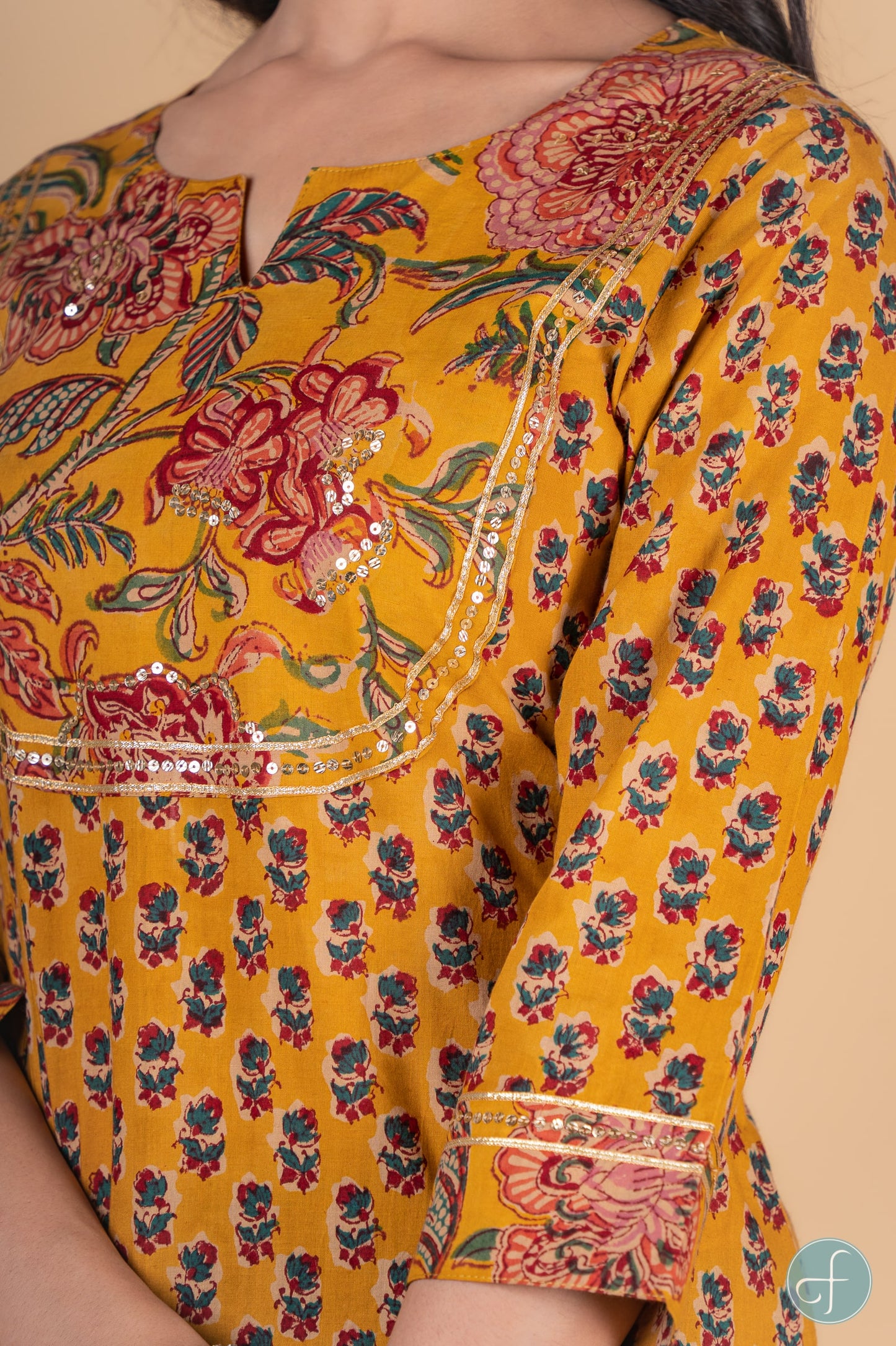 Old Gold Block Printed Kurta -KS165